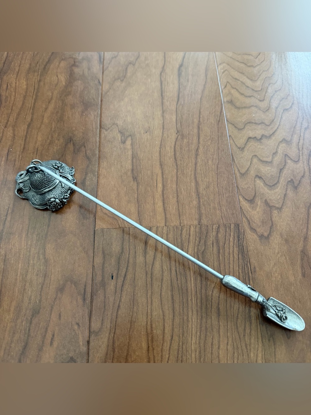 Rare Scents & Accents Pewter Candle Snuffer 10” Garden Shovel Floral Hat USA
